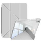 Coverzone Samsung Galaxy Tab S10 Lite ile uyumlu Kılıf SM-X400 Saydam Arka Kapak Flip Smart Cover Katlanabilir Standlı Darbe Emici Koruyucu Tablet Kılıfı Akıllı Uyku Özellikli Gri