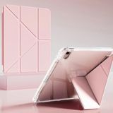 Coverzone Samsung Galaxy Tab S10 Lite ile uyumlu Kılıf SM-X400 Saydam Arka Kapak Flip Smart Cover Katlanabilir Standlı Darbe Emici Koruyucu Tablet Kılıfı Akıllı Uyku Özellikli Pembe