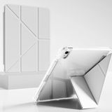 Coverzone Samsung Galaxy Tab S9 FE ile uyumlu Kılıf SM-X510 Saydam Arka Kapak Flip Smart Cover Katlanabilir Standlı Darbe Emici Koruyucu Tablet Kılıfı Akıllı Uyku Özellikli Beyaz