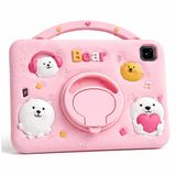 Coverzone Samsung Galaxy Tab S9 FE Plus FE ile Uyumlu Kılıf SM-X510360 Derece Döner Stand Yatay Dikey Kullanılabilir, Kawaii Askılı Tasarım Kalem Yuvası Özellikli Sevimli Pink-Bear Tasarımı