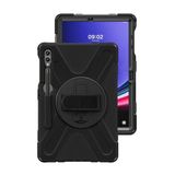 Coverzone Samsung Galaxy Tab S9 FE Plus ile Uyumlu Kılıf El Tutamaçlı Standlı Full 360 Koruma Z-Defender Rugged Tablet Kılıf Siyah