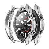 Coverzone Samsung Galaxy Watch 3 ile uyumlu 41 mm ( Önü Açık ) Wafture Silikon Çerçeve Kılıf Watch 3 ile uyumlu 41 mm Akıllı Saat Kılıf Şeffaf (Gümüş)