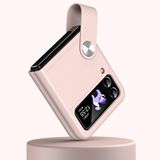 Coverzone Samsung Galaxy Z Flip 4 ile uyumlu Kılıf Galaxy Z Flip 4 ile uyumlu Katlanabilir Stand Olabilen El Askılı Pürüzsüz Yüzeyli Karbon Kılıf Lila