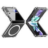 Coverzone Samsung Galaxy Z Flip 4 ile uyumlu Kılıf Wireless Şarj Özellikli Magsafe ile uyumlu Nitro Anti Shock Transparan Köşeler Airbag Korumalı Ultr