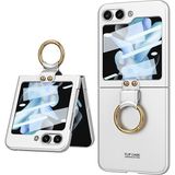 Coverzone Samsung Galaxy Z Flip 5 İle Uyumlu Kılıf Kıpta Yüzüklü Flip Sert Arka Kapak (Gümüş)