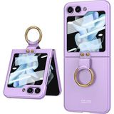 Coverzone Samsung Galaxy Z Flip 5 İle Uyumlu Kılıf Kıpta Yüzüklü Flip Sert Arka Kapak (Mor)