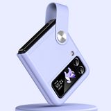 Coverzone Samsung Galaxy Z Flip 6 ile uyumlu Kılıf Galaxy Z Flip 6 ile uyumlu Katlanabilir Stand Olabilen El Askılı Pürüzsüz Yüzeyli Karbon Kılıf Lila