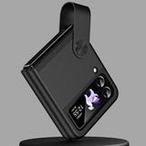 Coverzone Samsung Galaxy Z Flip 6 ile uyumlu Kılıf Galaxy Z Flip 6 ile uyumlu Katlanabilir Stand Olabilen El Askılı Pürüzsüz Yüzeyli Karbon Kılıf Siyah