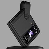 Coverzone Samsung Galaxy Z Flip 7 ile uyumlu Kılıf Galaxy Z Flip 7 ile uyumlu Katlanabilir Stand Olabilen El Askılı Pürüzsüz Yüzeyli Karbon Kılıf Siyah