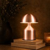 CoverZone Şarj Edilebilir LED Mantar Masa Lambası, Dokunmatik 3 Renk Modlu, 1800 Mah Kablosuz Metal Abajur, USB Type-C Şarjlı Komodin Gece Lambası, Pembe Renk, LED3202-1