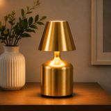 Coverzone Şarj Edilebilir LED Masa Lambası, Dokunmatik 3 Renk Modlu, 1800 mAh Kablosuz Metal Abajur, USB Şarjlı Komodin Gece Lambası, Yatak Odası Salon Masaüstü Aydınlatma, LED3202-2 (Altın Sarı)