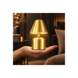 Coverzone Şarj Edilebilir LED Masa Lambası, Dokunmatik 3 Renk Modlu, Kablosuz Metal Abajur, USB Şarjlı Komodin Gece Lambası, Yatak Odası Salon Masaüstü Aydınlatma, Altın Renk, NRN3202-2