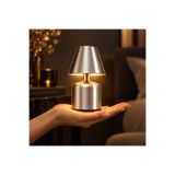 Coverzone Şarj Edilebilir LED Masa Lambası, Dokunmatik 3 Renk Modlu, Kablosuz Metal Abajur, USB Şarjlı Komodin Gece Lambası, Yatak Odası Salon Masaüstü Aydınlatma, Gri Renk, NRN3202-2