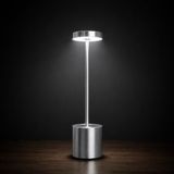 Coverzone Şarjlı LED Masa Lambası – 3 Işık Sıcaklığı ve Parlaklık Ayarı, Dokunmatik Kontrol, Yüksekliği 34.5 cm, Alt Tabanı 8 cm – Şık ve Modern Tasarım, Kullanım Kolaylığı | YMN-8 (Silver)