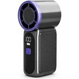 CoverZone Şarjlı Mini El Fanı Dijital Göstergeli Taşınabilir Soğutucu Fan Usb-C Şarjlı Masaüstü Vantilatör Minik-1 - Siyah