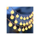 Coverzone Sıcak Sarı Küre Top LED Işık Zinciri Fişli Uzatılabilir Bahçe Balkon Yılbaşı Dekor Aydınlatma