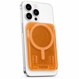 Coverzone Simli MagSafe Uyumlu Manyetik Kartlık Cüzdan, 2 Kart Kapasiteli Telefon Kartlığı, Güçlü Mıknatıslı İnce Kart Tutucu Turuncu
