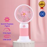 CoverZone Standlı Şarjlı El Fanı – 3 Kademe Hız Ayarı, Seyahat ve Masaüstü Vantilatör, Taşınabilir Mini Fan