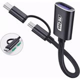 CoverZone TD-C3301 | USB Otg Adaptör USB To Usb-C Micro USB Dönüştürücü Kablo Flash Bellek Klavye Mouse Gamepad Bağlantı Kablosu Telefon Tablet Uyumlu Data Aktarım Adaptörü Mini Otg Çevirici - Siyah