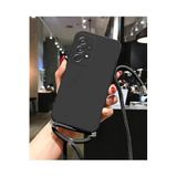 Coverzone Tecno Camon 19 Pro ile Uyumlu İpli Boyun Askılı Silikon Kılıf Kadife İç Yapılı Dulcet Epiphany boyun çapraz asılabilen İpli Kılıf Siyah