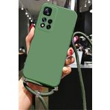 Coverzone Tecno Camon 19 Pro ile Uyumlu İpli Boyun Askılı Silikon Kılıf Kadife İç Yapılı Dulcet Epiphany boyun çapraz asılabilen İpli Kılıf Yeşil