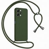 Coverzone Tecno Spark 10 Pro ile Uyumlu Özel Üretim Ayarlanabilir İpli Boyun Askılı Silikon Kılıf Kadife İç Yapılı Viper Boyun Çapraz Taşıma Özellikli Asılabilen İpli Telefon Kılıfı Haki