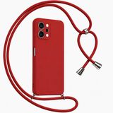 Coverzone Tecno Spark 10 Pro ile Uyumlu Özel Üretim Ayarlanabilir İpli Boyun Askılı Silikon Kılıf Kadife İç Yapılı Viper Boyun Çapraz Taşıma Özellikli Asılabilen İpli Telefon Kılıfı Kırmızı