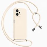 Coverzone Tecno Spark 10 Pro ile Uyumlu Özel Üretim Ayarlanabilir İpli Boyun Askılı Silikon Kılıf Kadife İç Yapılı Viper Boyun Çapraz Taşıma Özellikli Asılabilen İpli Telefon Kılıfı Krem
