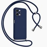Coverzone Tecno Spark 10 Pro ile Uyumlu Özel Üretim Ayarlanabilir İpli Boyun Askılı Silikon Kılıf Kadife İç Yapılı Viper Boyun Çapraz Taşıma Özellikli Asılabilen İpli Telefon Kılıfı Lacivert