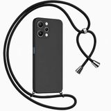 Coverzone Tecno Spark 10 Pro ile Uyumlu Özel Üretim Ayarlanabilir İpli Boyun Askılı Silikon Kılıf Kadife İç Yapılı Viper Boyun Çapraz Taşıma Özellikli Asılabilen İpli Telefon Kılıfı Siyah