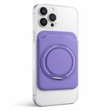Coverzone Telefon Kartlığı 360 Derece Döner Yüzüklü Standlı Açılabilir Kart Bölmeli Manyetik Uyumlu Telefon Arkası Kart Tutucu Pratik Cüzdan Stand Aparatı Lila
