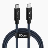 Coverzone Thunderbolt Type-C to Type-C Kablo 80 cm, Örgülü USB-C Veri ve Şarj Kablosu, Dizüstü Bilgisayar Tablet Telefon Monitör Dock İstasyonu ile Uyumlu Dayanıklı Kablo | ZR949