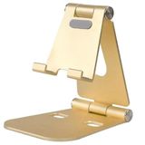Coverzone Tok Alüminyum Stand Çok İşlevli Döner Tablet PC Akıllı Telefon Standı Mini Boy Masaüstü Stand Katlanabilir Cep Telefonu Evrensel Telefon Tutucu L9688 Gold