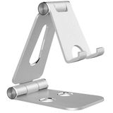 Coverzone Tok Alüminyum Stand Çok İşlevli Döner Tablet PC Akıllı Telefon Standı Mini Boy Masaüstü Stand Katlanabilir Cep Telefonu Evrensel Telefon Tutucu L9688 (Silver)
