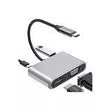 Coverzone Type-C Hdmi Vga Usb 3.0 Type 4İn1 Video Dönüştürücü Veri Aktarım Usb Adaptör Notebook Macbook Uyumlu