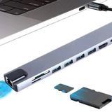 Coverzone Type C Hub, 10 in 1, 4 Adet 3.0 USB Çoklayıcı,4k HDMI Bağlantısı,sd Tf Kart OKUYUCU,RJ45 Ethernet,2 Adet USB C Pc Bağlantı Girişli Adaptörü Macbook ile Uyumlu ZR795