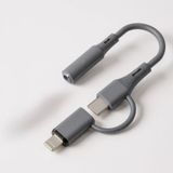 Coverzone Type-C + Lightning to 3.5mm Adaptörü – Araba Ses Sistemleri, Kulaklık ve Ev Ses Cihazlarıyla Uyumlu, Silikon Kablo, ABS Alev Geciktirici Gövde, 13cm | SX-152