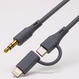 Coverzone Type-C + Lightning to 3.5mm Kablosu – 100cm Silikon Malzeme, Araba Ses Sistemi, Kulaklık ve Ev Ses Ekipmanları ile Uyumlu, Dayanıklı ve Esnek Audio Kablo, 1 Metre | SX-151