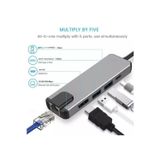Coverzone Type-C To 4K Hdmı Hub 5İn1 Rj45 Lan 2Usb 3.0 Type-C Port