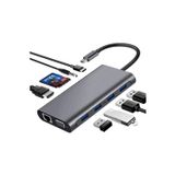 Coverzone Type-C To Hdmı Adaptör 11 In1 4Usb 3.0 4K Hdmı Vga Type C Rj45 Ethernet Sd Tf Kart Okuyucu 3.5Mm Au