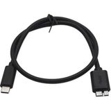 Coverzone Type C to Micro B 3.0 Kablo 1 Metre Siyah Renk Hızlı Veri Aktarım Kablosu Micro B Harici Harddisk Kablosu