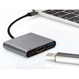Coverzone Type-C To USB 3.0 4K Ultra Hd HDMI 3 IN1 Dönüştürücü Adaptör - CR13HB