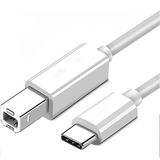 Coverzone Type-c Usb B Printer Kablosu 1 Metre Beyaz Type-c Yazıcı Kablosu