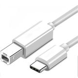 Coverzone Type-c Usb B Printer Kablosu 2 Metre Beyaz Type-c Yazıcı Kablosu