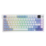 Coverzone Üçlü Mod Membran Gaming Klavye,%75 Düzen, 4000mAh Batarya, RGB 14 Efekt, TFT Ekran, Type-C, Bluetooth 2.4G, Su Geçirmez, Win/Mac Uyumlu, Multimedya Düğmeli | AJAZZ AF82 (Mavi Beyaz - AF82)