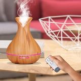 Coverzone Uçucu Yağ Difüzör 550ml Uzaktan Kumandalı LED Nemlendirici Ahşap Görünümlü Ofis ve Oda Nemlendirici USB Mist Maker LED Işık Hava Aroma Nemlendirici Meditasyon Ve Yoga (Açık Kahverengi)