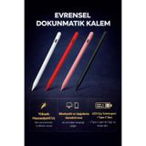 Coverzone Universal Dokunmatik Stylus Kalem Type-C Şarjlı LED Göstergeli Hassas Uçlu ZR61
