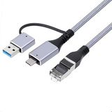Coverzone USB 3.0 & Type-C Gigabit Ethernet Adaptörü 1000 Mbps RJ45 Kablolu İnternet Dönüştürücü USB-A USB-C Uyumlu Laptop Tablet PC İçin Yüksek Hızlı Ağ Adaptörü | ZR1159