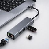 Coverzone USB-A ve Type-C 4 Port USB Hub, 3 USB-A + RJ45 Gigabit Ethernet Adaptörü, 1000 Mbps LAN, USB 3.0 5 Gbps Hızlı Veri Aktarımı, LED Göstergeli Docking Station | HC-78Q