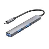 Coverzone USB-C 4 in 1 Hub Çoklayıcı Adaptör USB 3.0 5Gbps Hızlı Veri Aktarımı 3 Port USB-A + USB-C Girişli Alüminyum Gövde Plug & Play MacOS Windows Uyumlu Type-C Çoğaltıcı | EF
